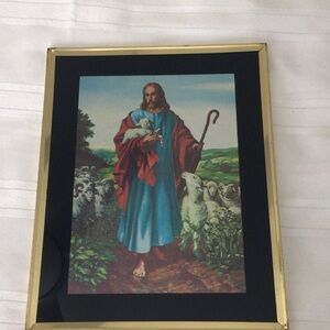 Framed Religious Artwork with Gold Trim